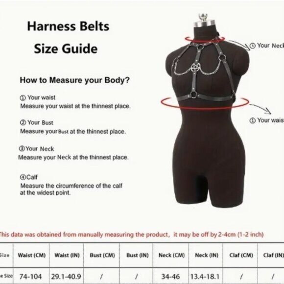 PU Leather Star Charm Chain Choker Harness - Picture 5 of 5